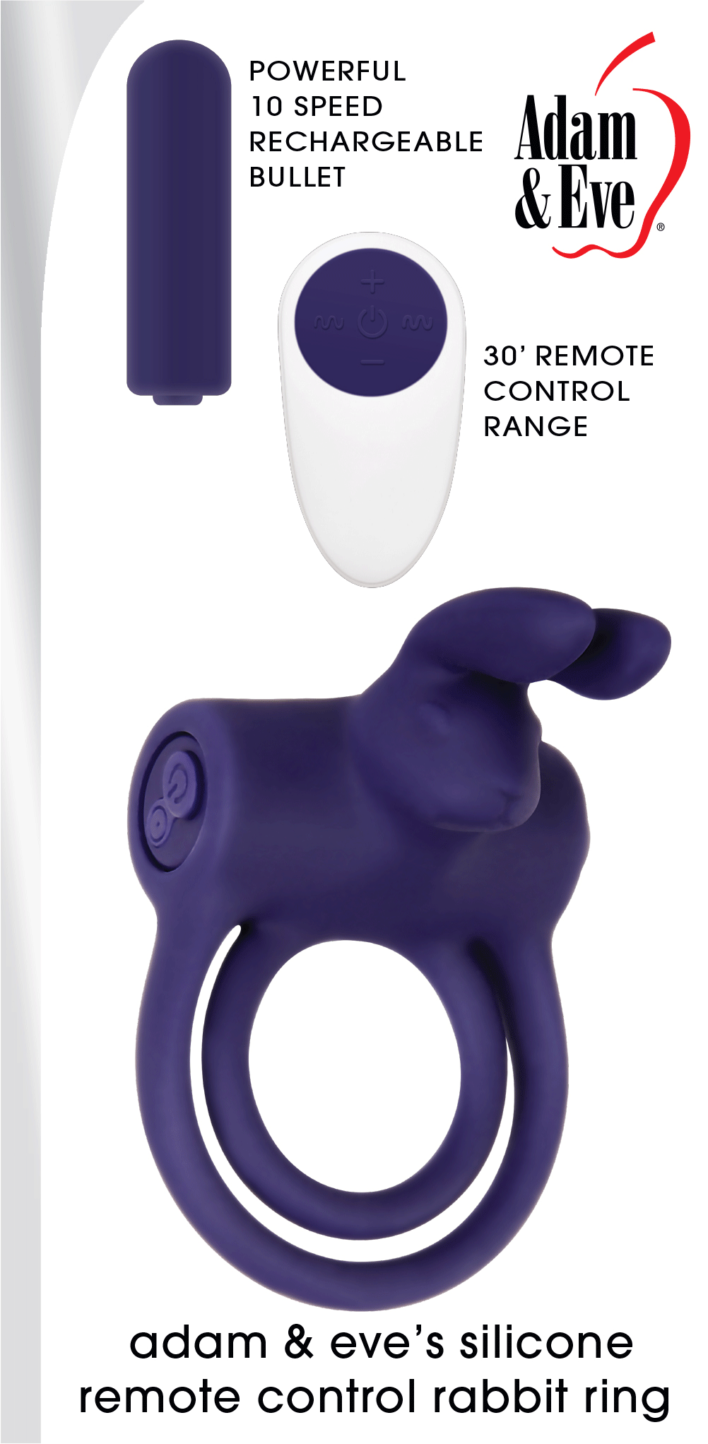 Adam and Eve Silicone Remote Control Rabbit Ring - Not Very Vanilla