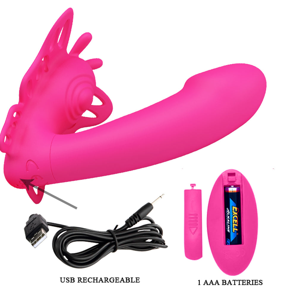 Pretty Love Katherine Wearable Butterfly Vibrator - Fuchsia - Not Very Vanilla