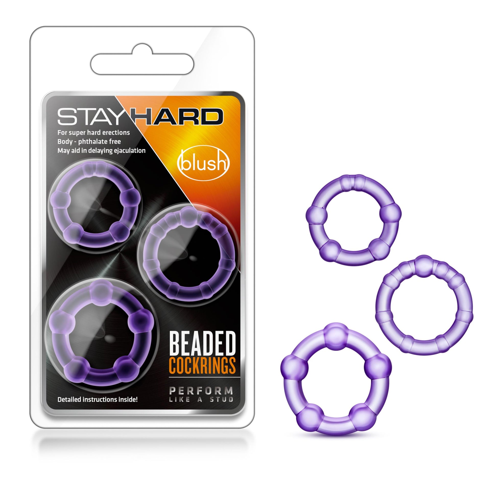 Stay Hard - Beaded Cockrings - Purple - Not Very Vanilla