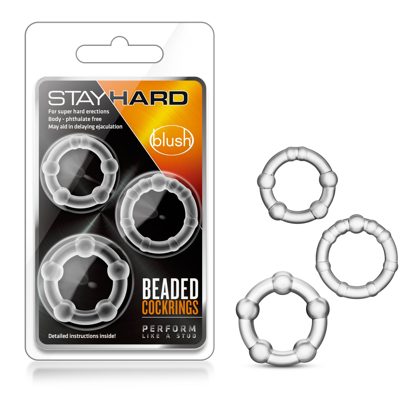 Stay Hard - Beaded Cock Rings - 3 Pack - Clear - Not Very Vanilla