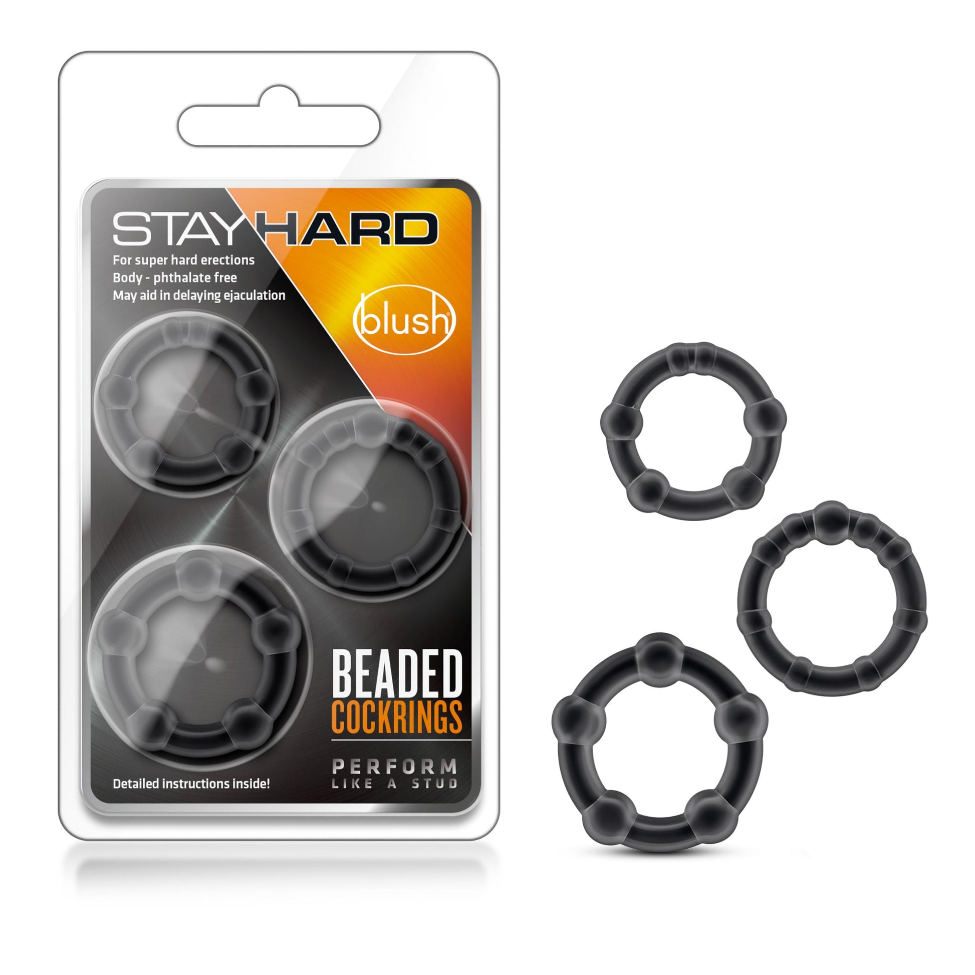 Stay Hard - Beaded Cock Rings - 3 Pack - Black - Not Very Vanilla