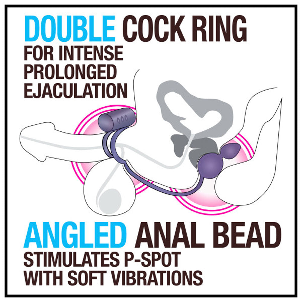 Anal Adventures- Platinum - Silicone Anal Ball With Vibrating C-Ring- Black - Not Very Vanilla