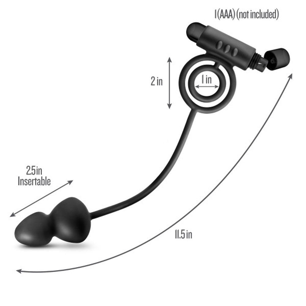 Anal Adventures- Platinum - Silicone Anal Ball With Vibrating C-Ring- Black - Not Very Vanilla