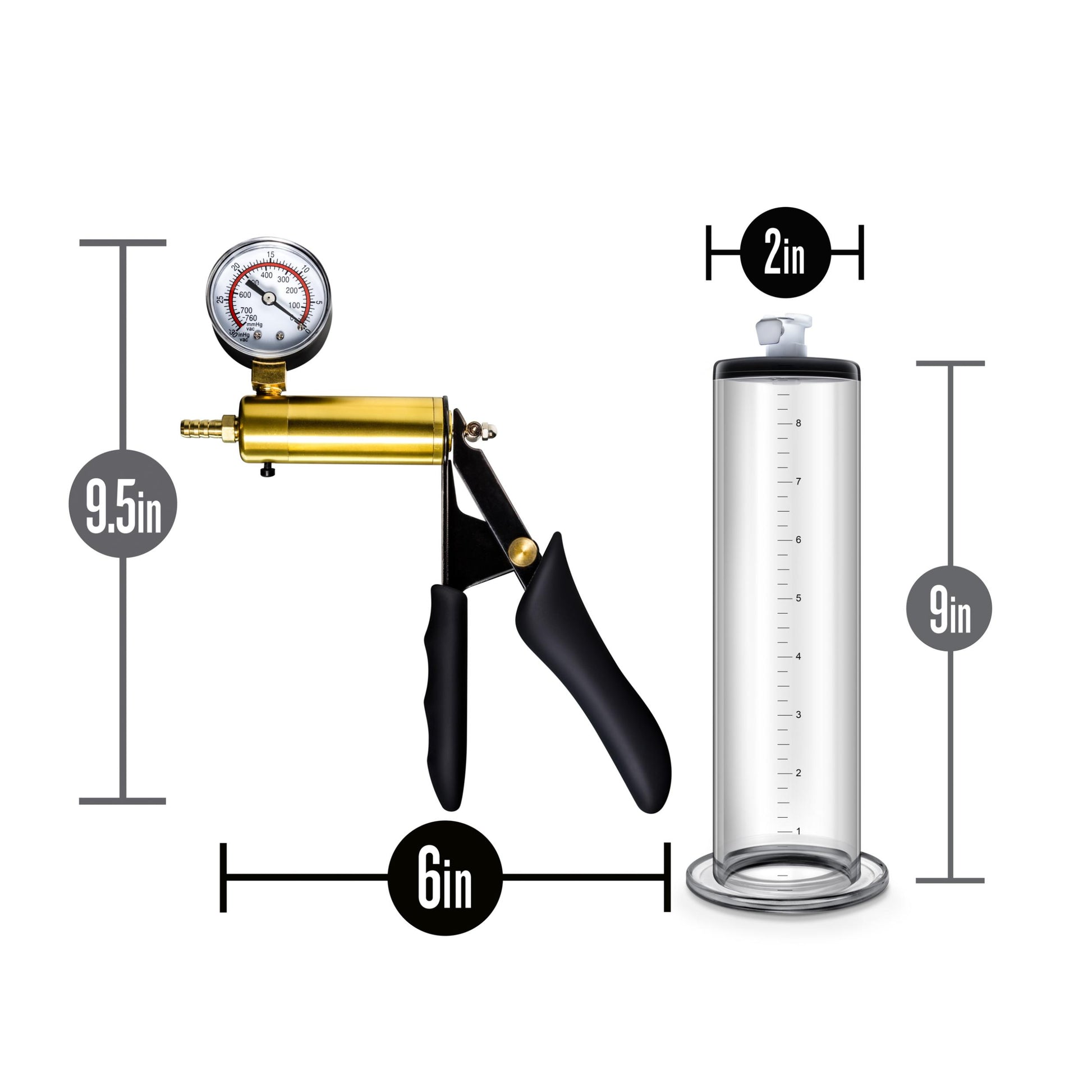 Performance - Vx6 Vacuum Penis Pump With Brass Pistol & Pressure Gauge - Clear - Not Very Vanilla