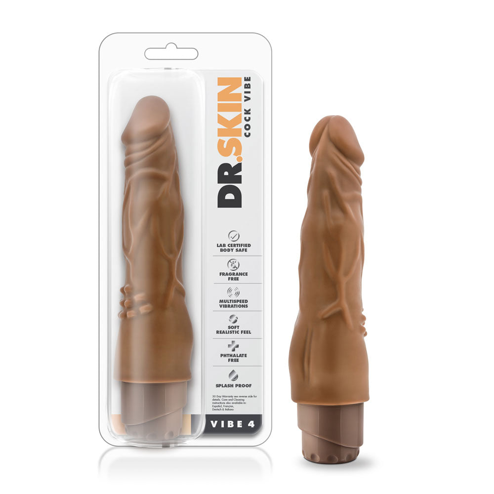 Dr. Skin - Cock Vibe 4 - 8 Inch Vibrating Cock - Mocha - Not Very Vanilla