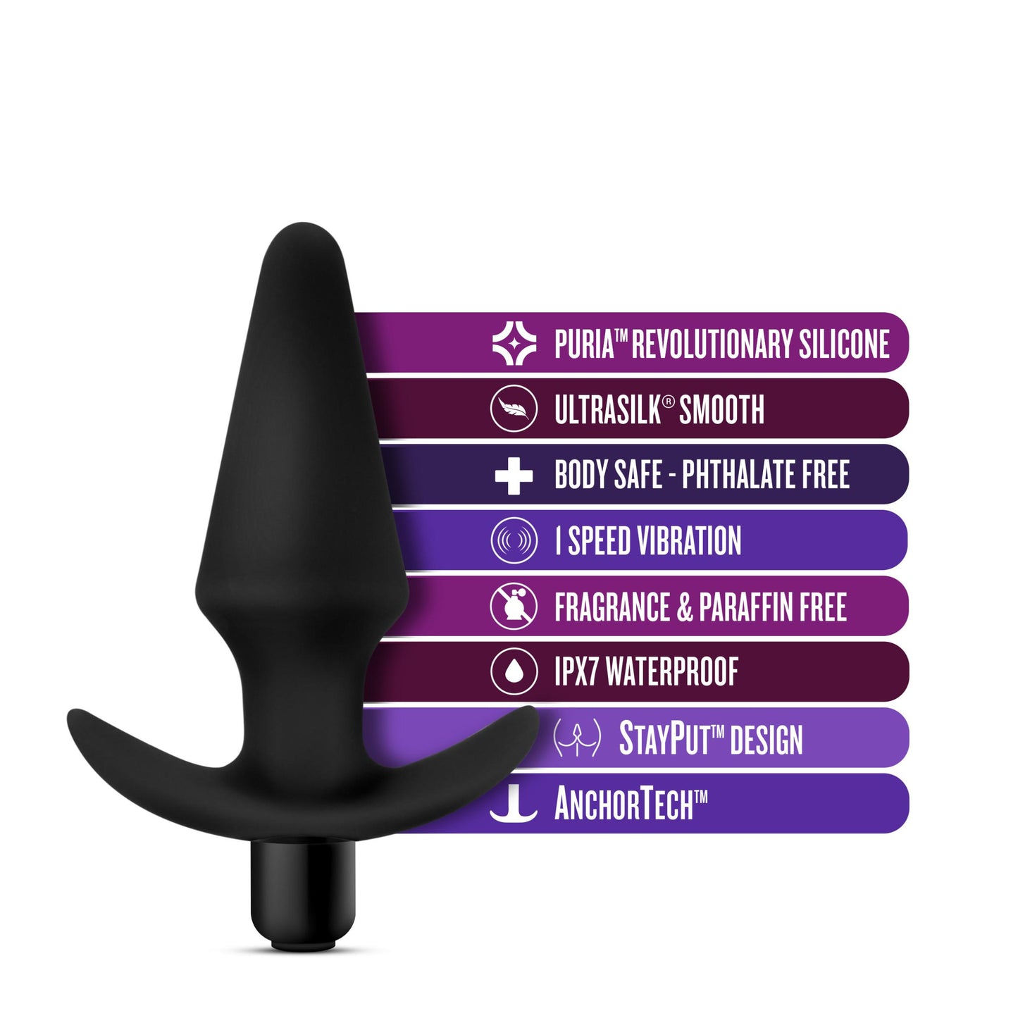 Anal Adventures Platinum - Silicone Vibrating Plug - Black - Not Very Vanilla