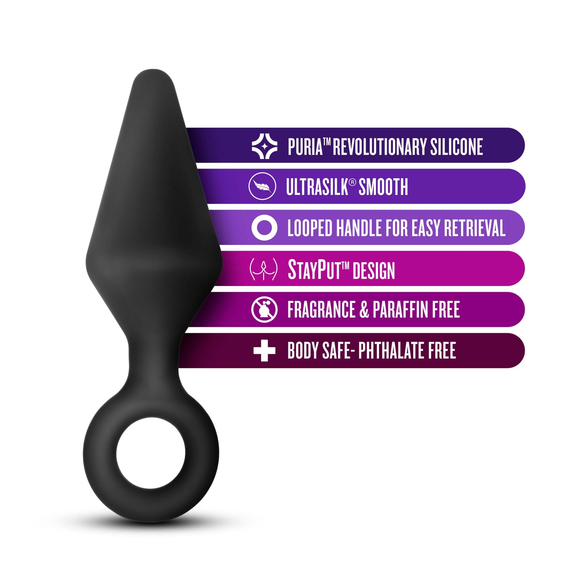 Anal Adventures Platinum - Silicone Loop Plug - Medium - Black - Not Very Vanilla