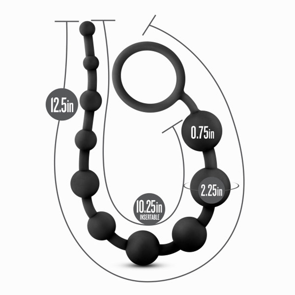 Anal Adventures - Platinum - Silicone 10 Anal Beads - Black - Not Very Vanilla