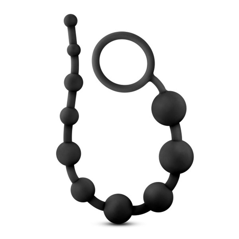 Anal Adventures - Platinum - Silicone 10 Anal Beads - Black - Not Very Vanilla