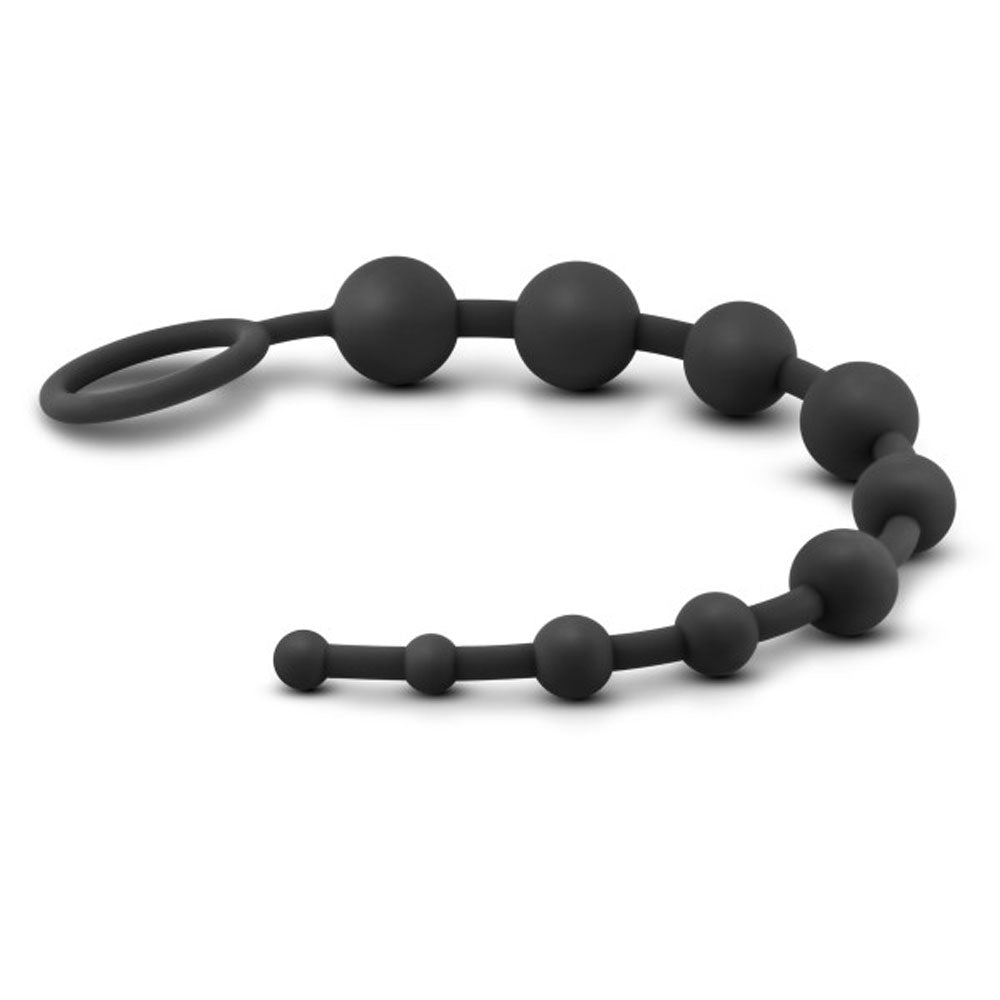 Anal Adventures - Platinum - Silicone 10 Anal Beads - Black - Not Very Vanilla