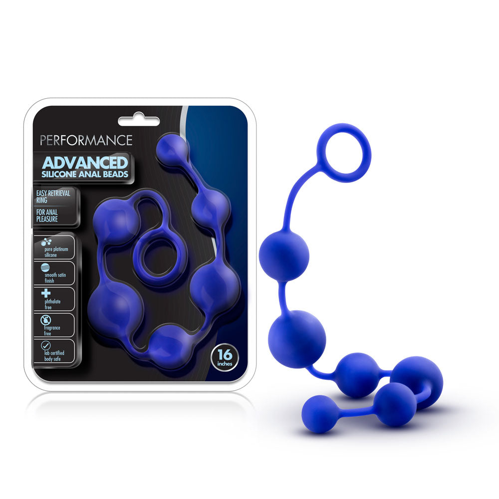 Performance - 16 Inch Silicone Anal Beads - Indigo - Not Very Vanilla