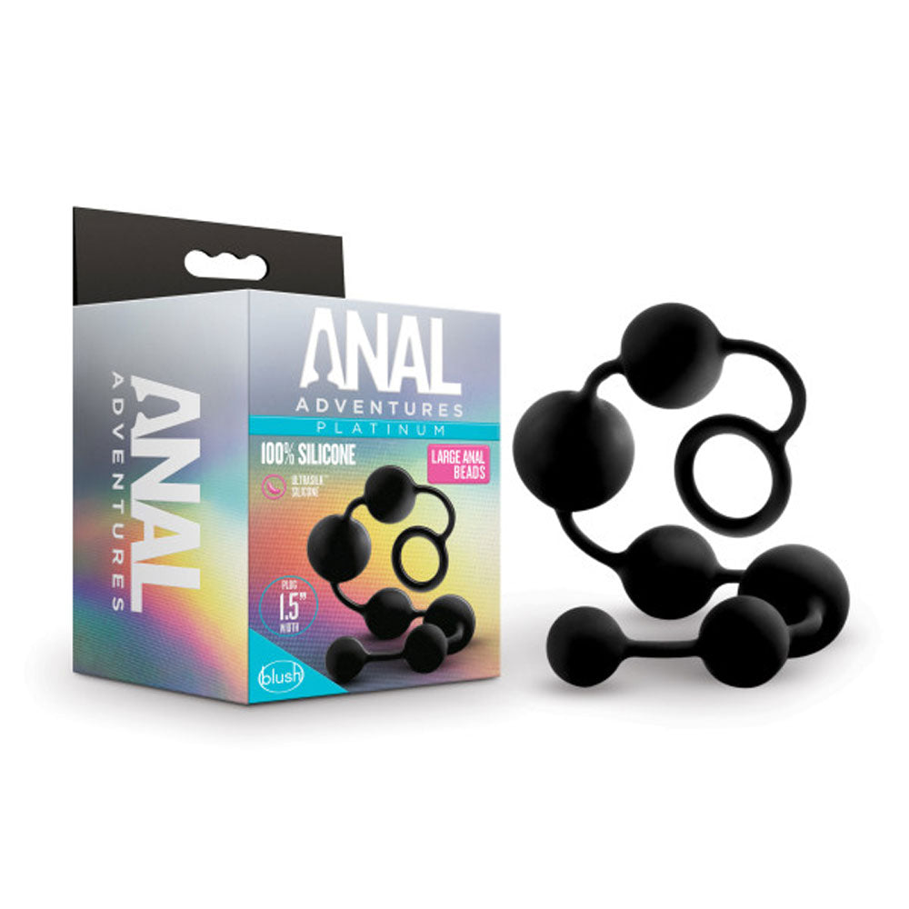 Anal Adventures - Platinum - Silicone Large Anal Beads - Black - Not Very Vanilla