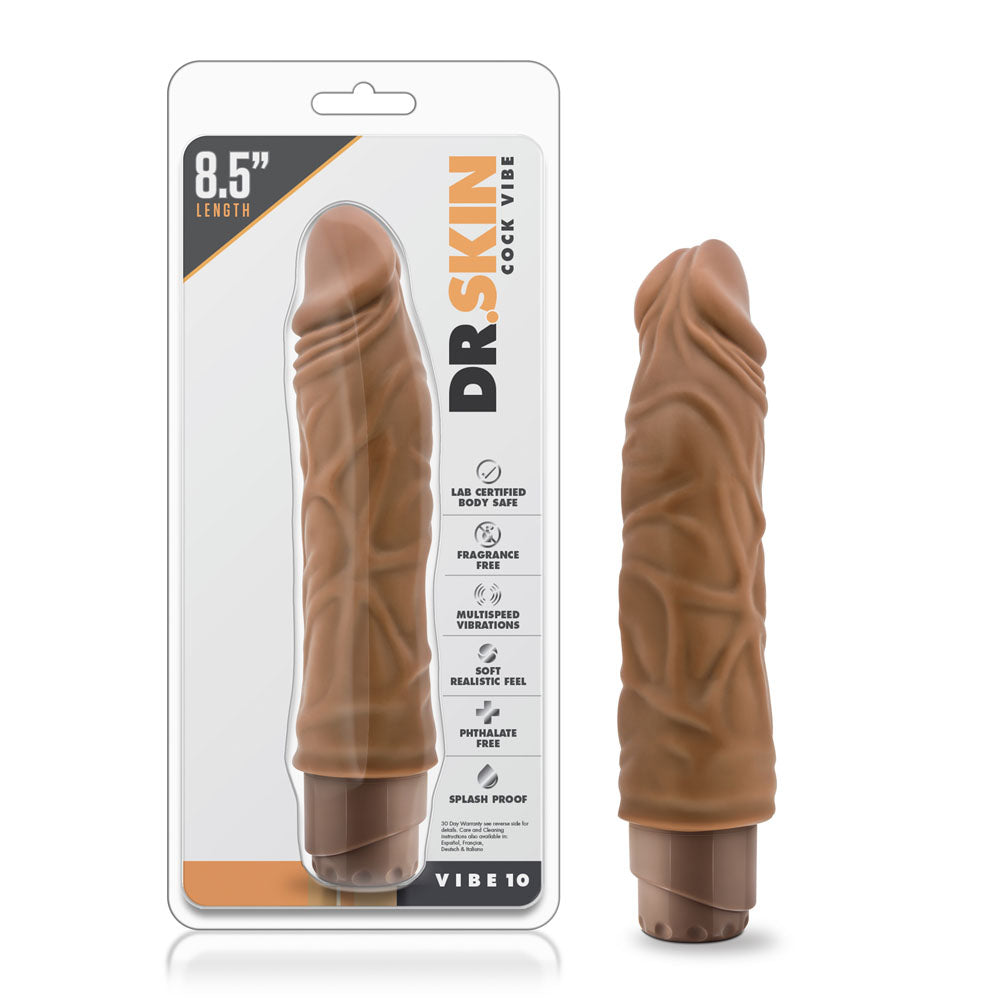 Dr. Skin - Cock Vibe 10 - 8.5 Inch Vibrating Cock - Mocha - Not Very Vanilla