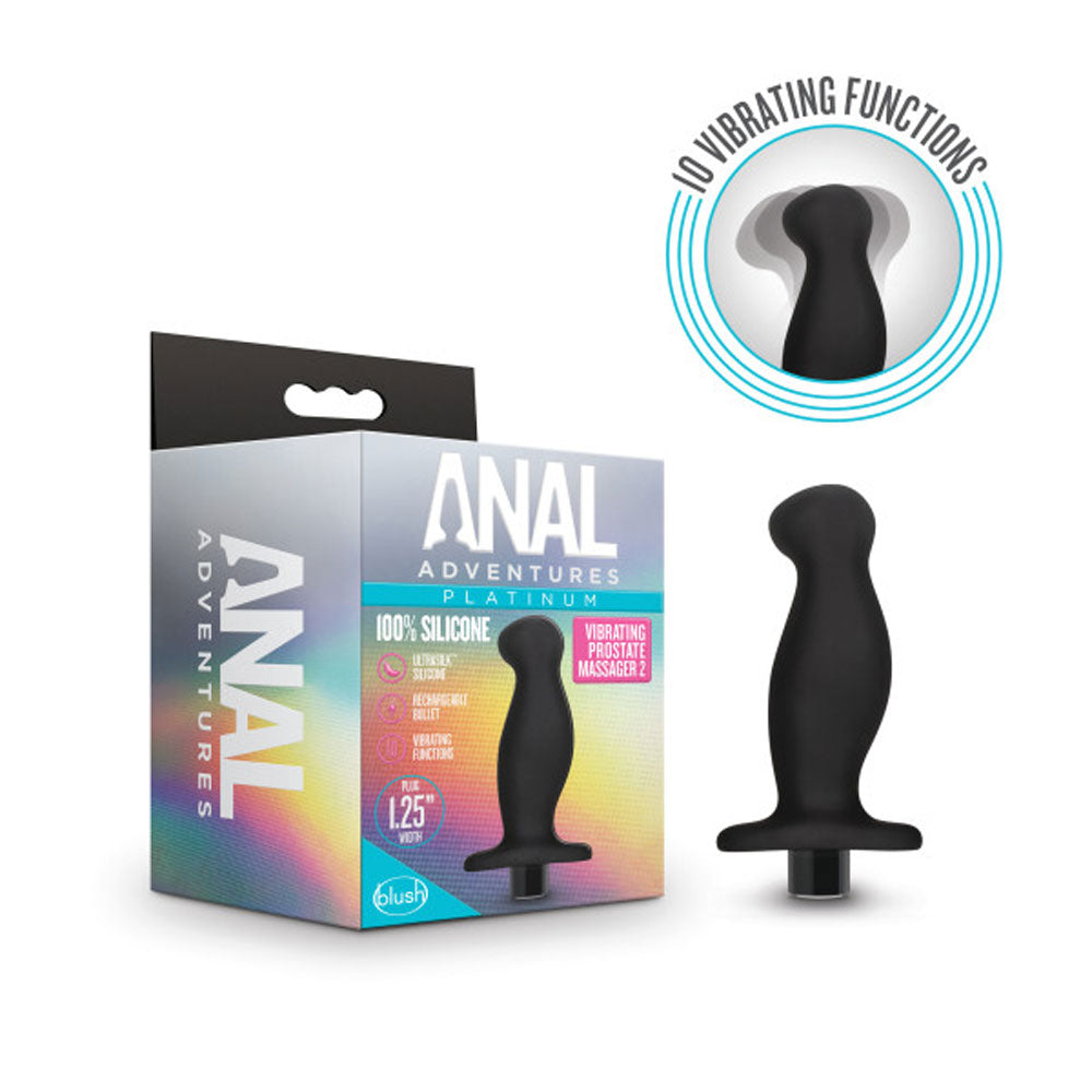 Anal Adventures- Platinum- Silicone Vibrating Prostate Massager 02-Black - Not Very Vanilla