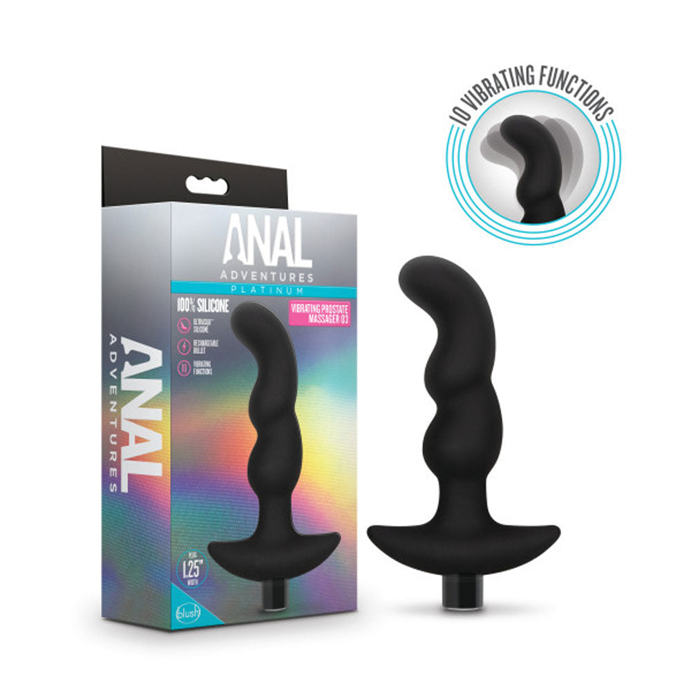 Anal Adventures- Platinum - Silicone Vibrating Prostate Massager 03- Black - Not Very Vanilla