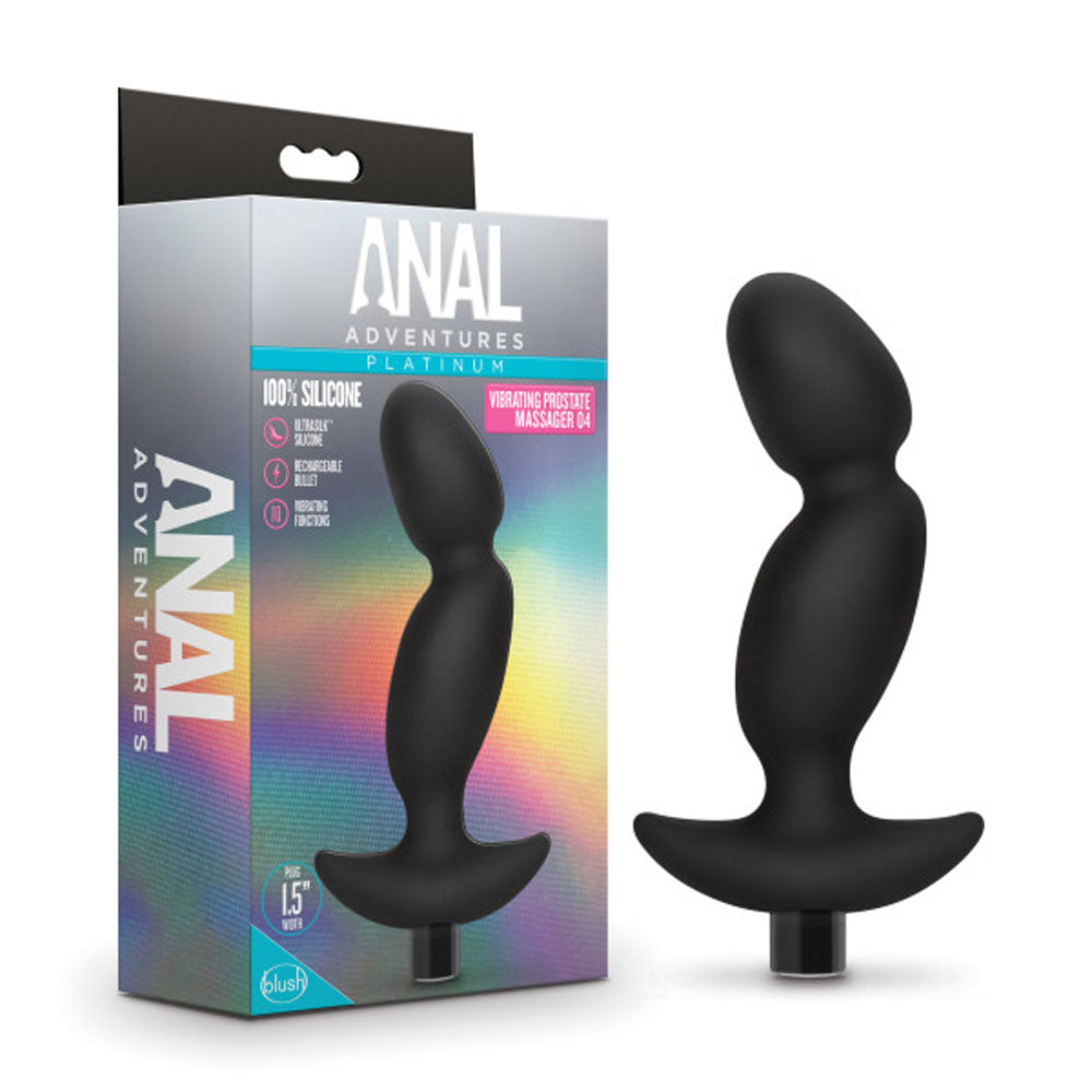 Anal Adventures- Platinum - Silicone Vibrating Prostate Massager 04-Black - Not Very Vanilla