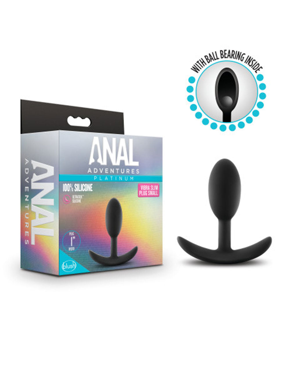 Anal Adventures - Platinum - Silicone Vibra Slim Plug - Small - Black - Not Very Vanilla