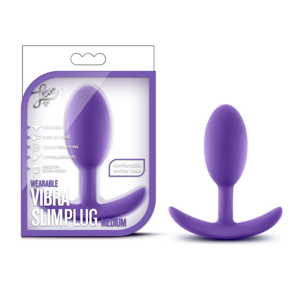 Luxe - Wearable Vibra Slim Plug - Medium - Purple - Not Very Vanilla