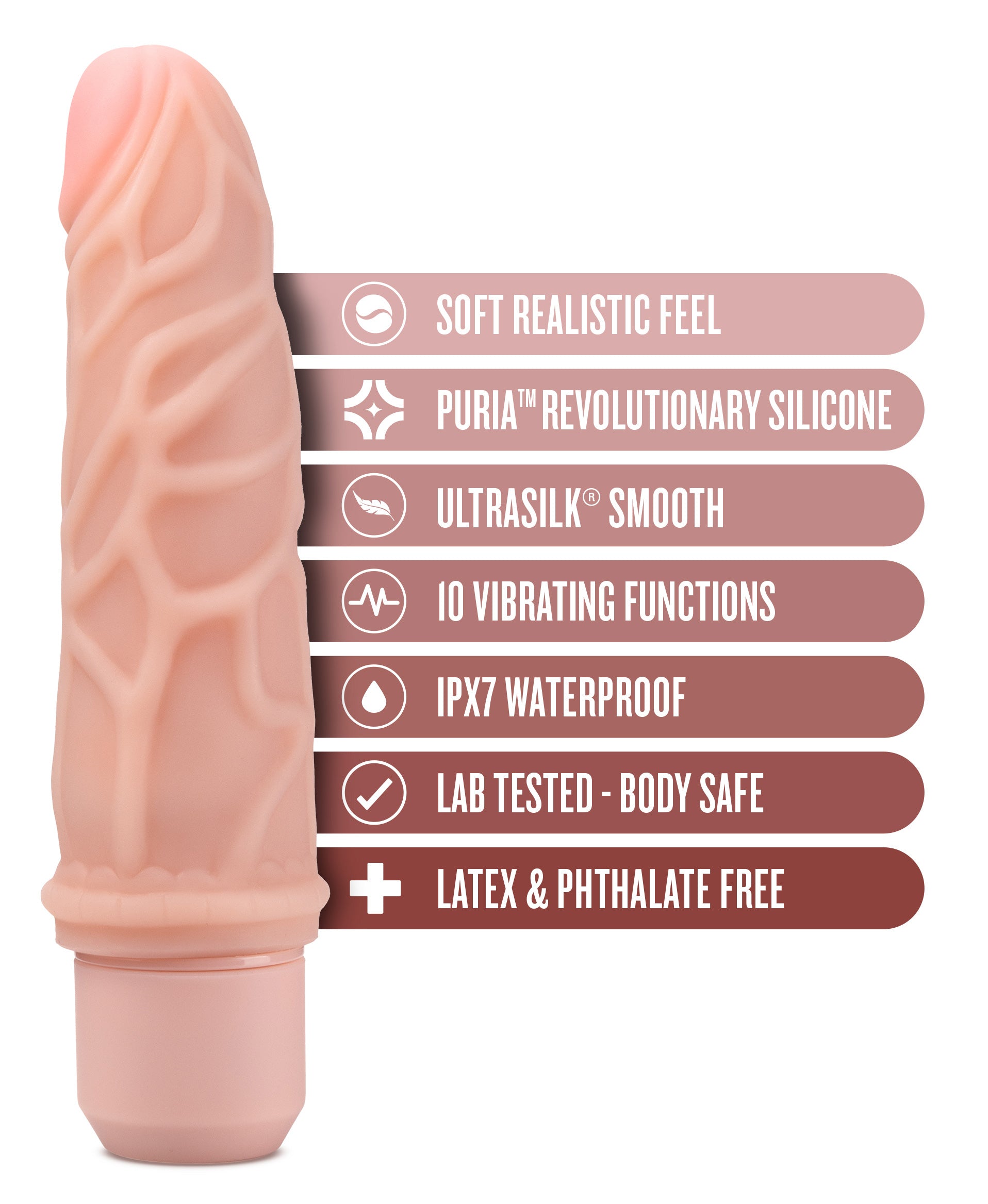 Dr. Skin Silicone - Dr. Robert - 7 Inch Vibrating Dildo -Beige - Not Very Vanilla