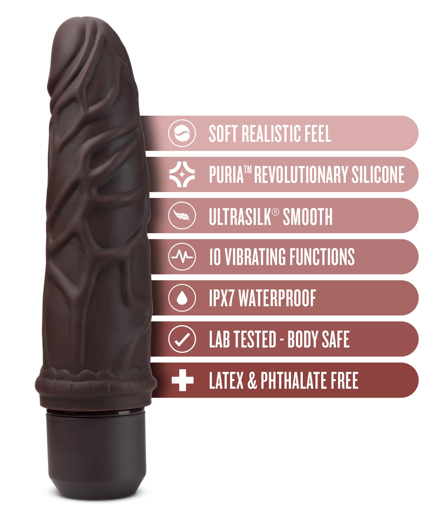 Dr. Skin Silicone - Dr. Robert - 7 Inch Vibrating Dildo - Brown - Not Very Vanilla