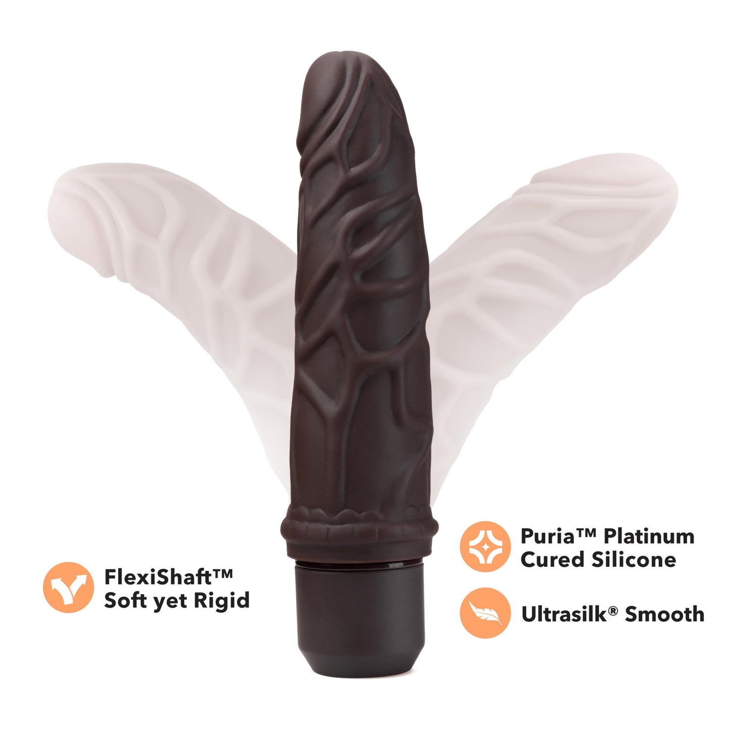 Dr. Skin Silicone - Dr. Robert - 7 Inch Vibrating Dildo - Brown - Not Very Vanilla