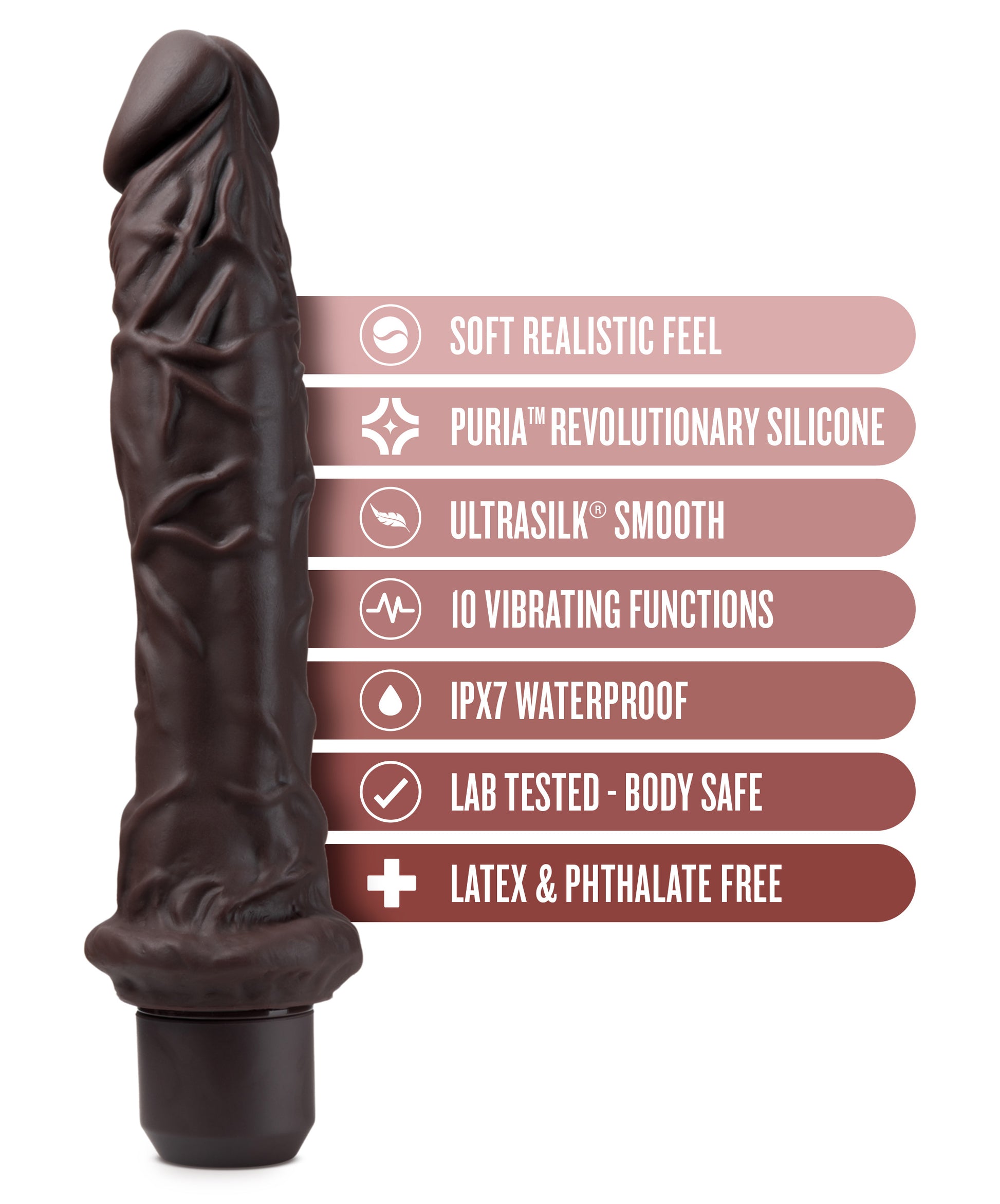 Dr. Skin Silicone - Dr. Richard - 9 Inch Vibrating Dildo - Brown - Not Very Vanilla