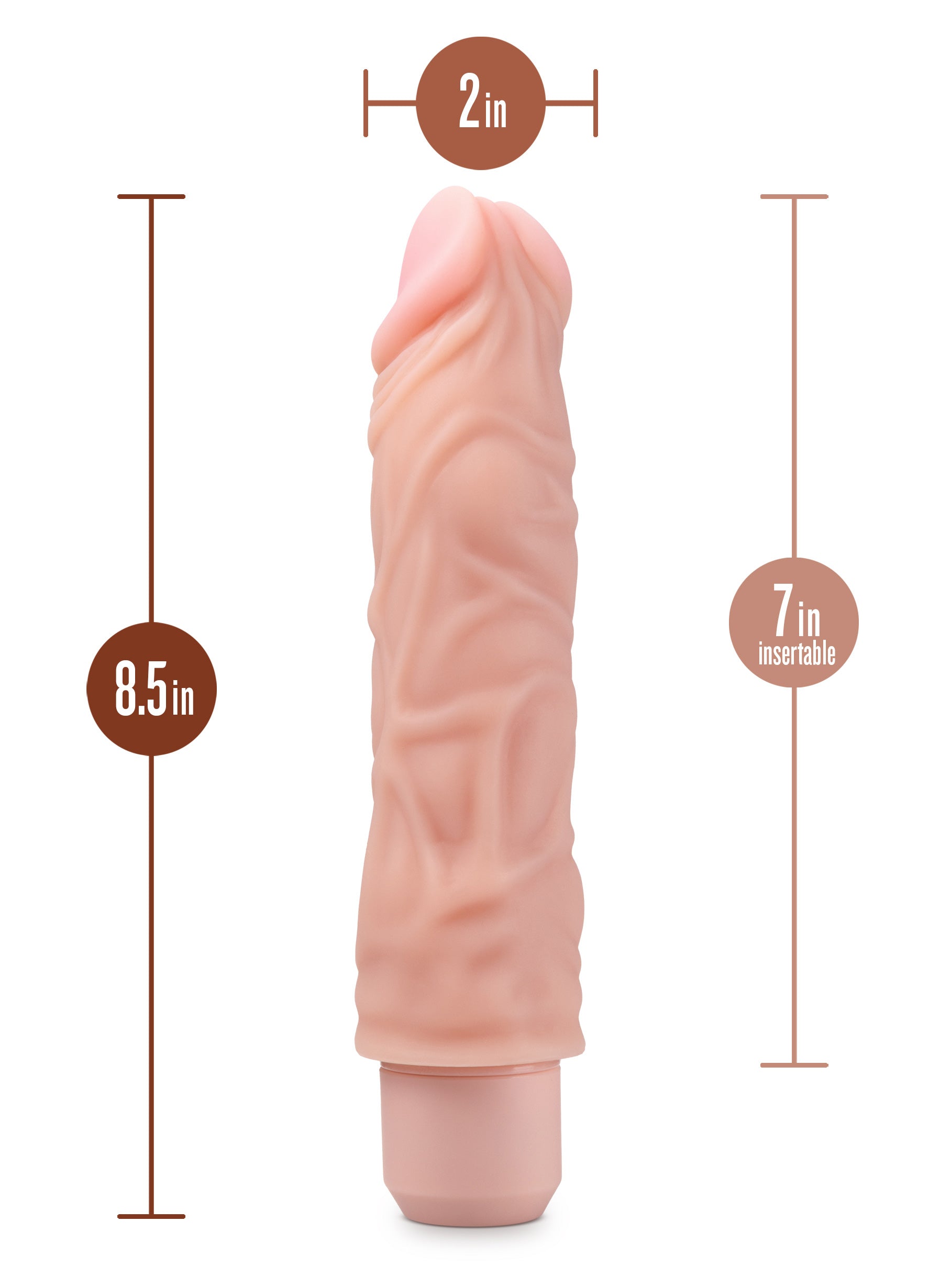 Dr. Skin Silicone - Dr. David - 8 Inch Vibrating Dildo - Beige - Not Very Vanilla