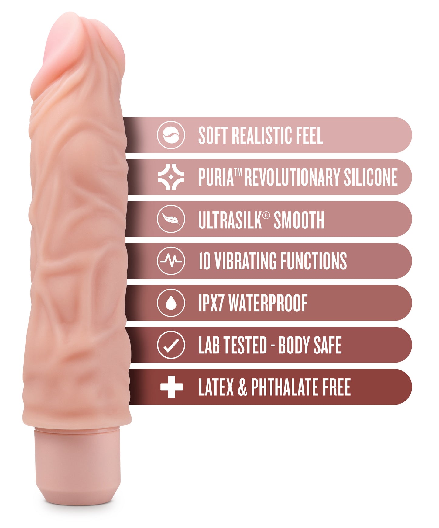 Dr. Skin Silicone - Dr. David - 8 Inch Vibrating Dildo - Beige - Not Very Vanilla