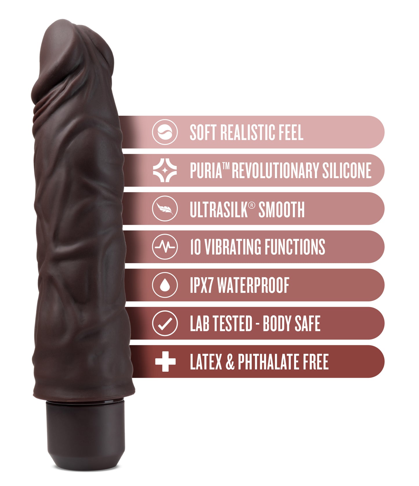 Dr. Skin Silicone - Dr. David - 8 Inch Vibrating Dildo - Brown - Not Very Vanilla