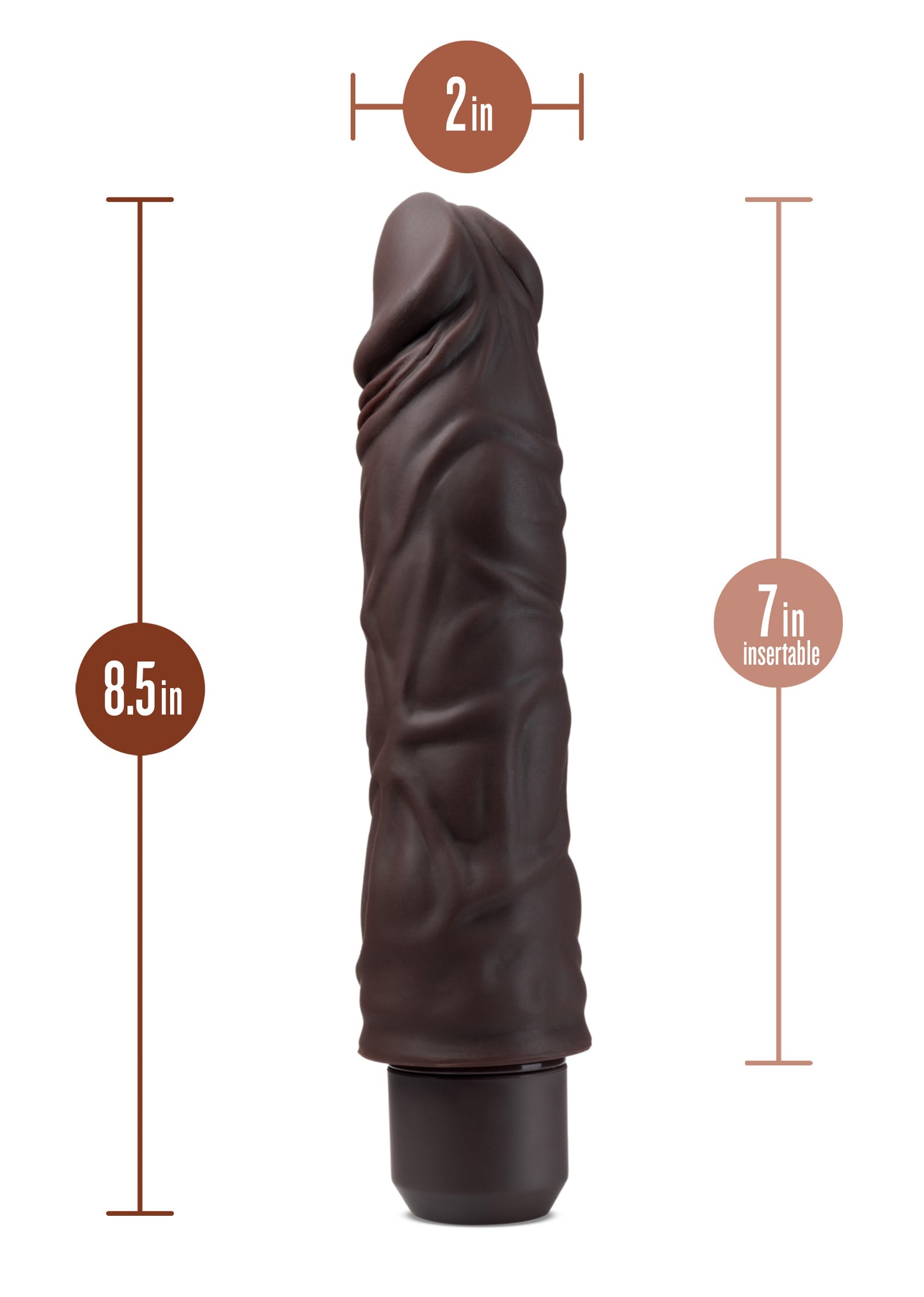 Dr. Skin Silicone - Dr. David - 8 Inch Vibrating Dildo - Brown - Not Very Vanilla