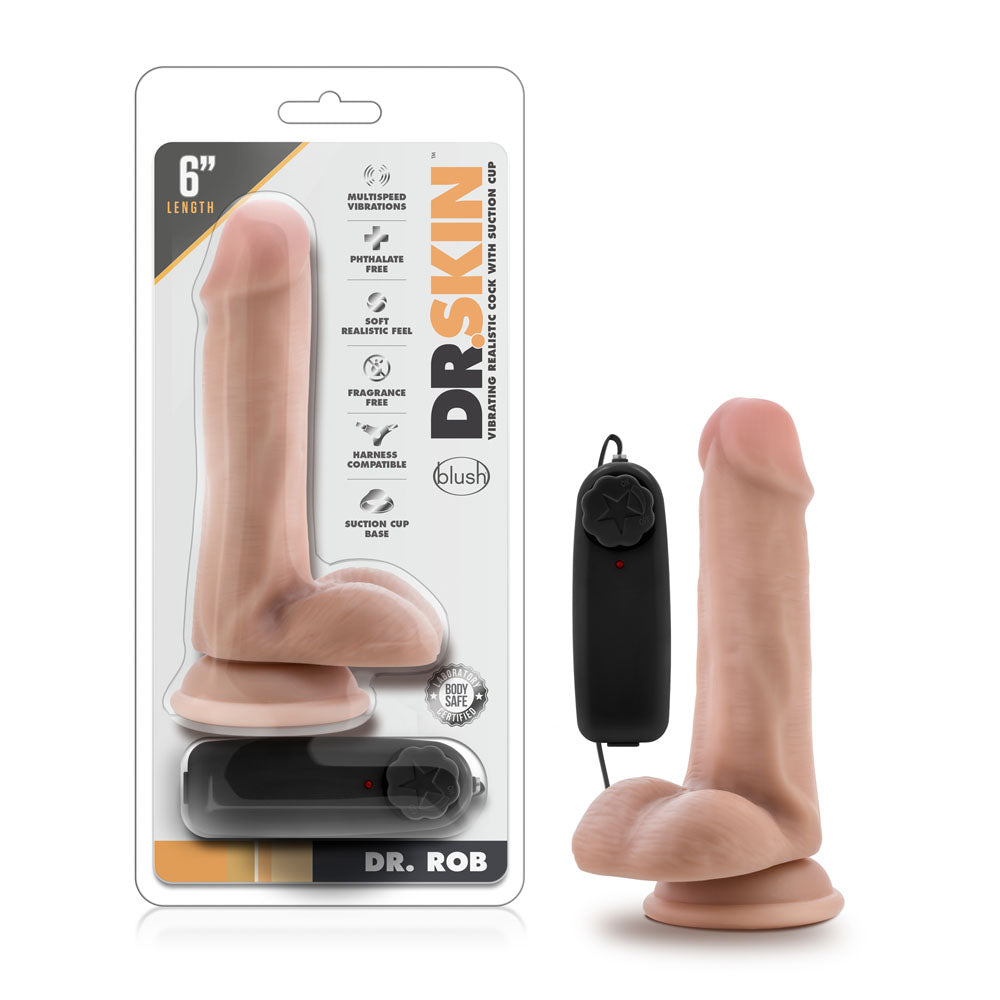 Dr. Skin - Dr. Rob - 6 Inch Vibrating Cock With Suction Cup - Vanilla - Not Very Vanilla