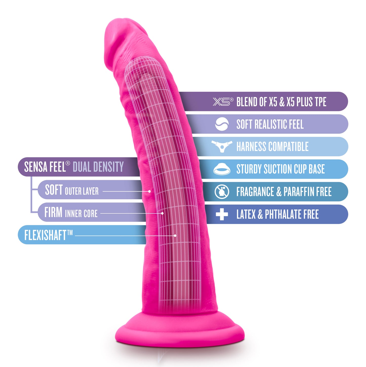 Au Naturel - Bold - Jack - 7 Inch Dildo - Pink - Not Very Vanilla