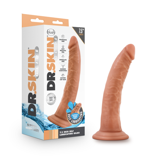 Dr. Skin Glide 7.5 Inch Self Lubricating Dildo - Mocha - - Not Very Vanilla