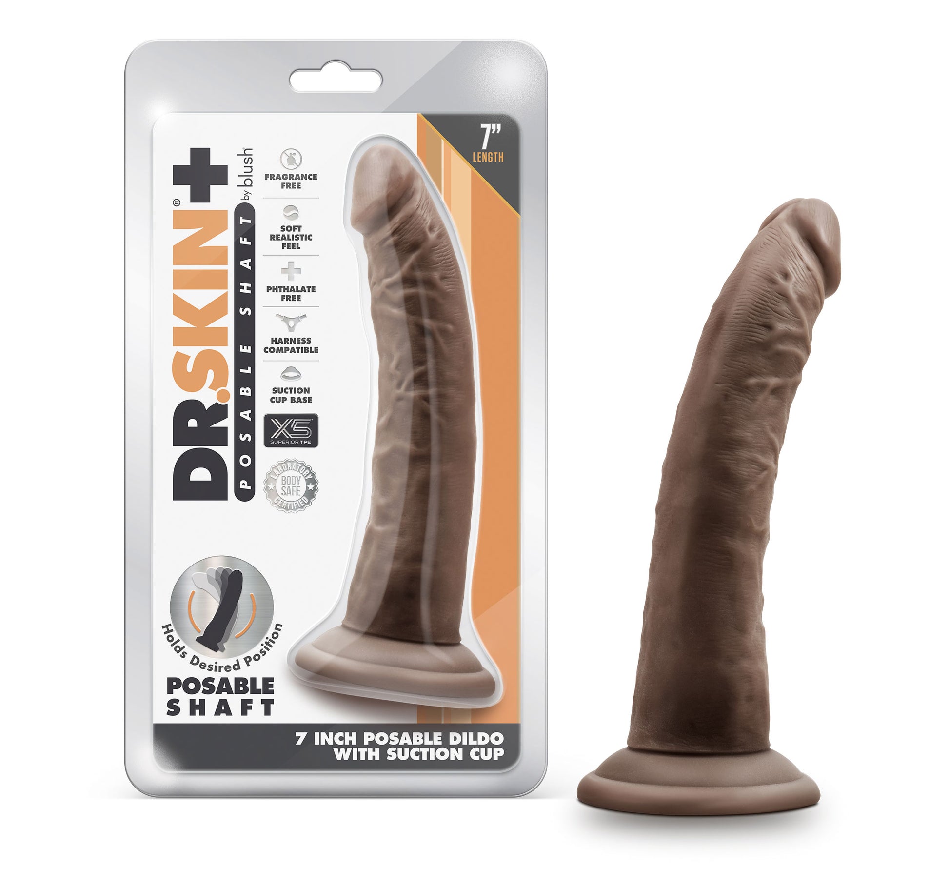 Dr. Skin Plus - 7 Inch Posable Dildo - Chocolate - Not Very Vanilla