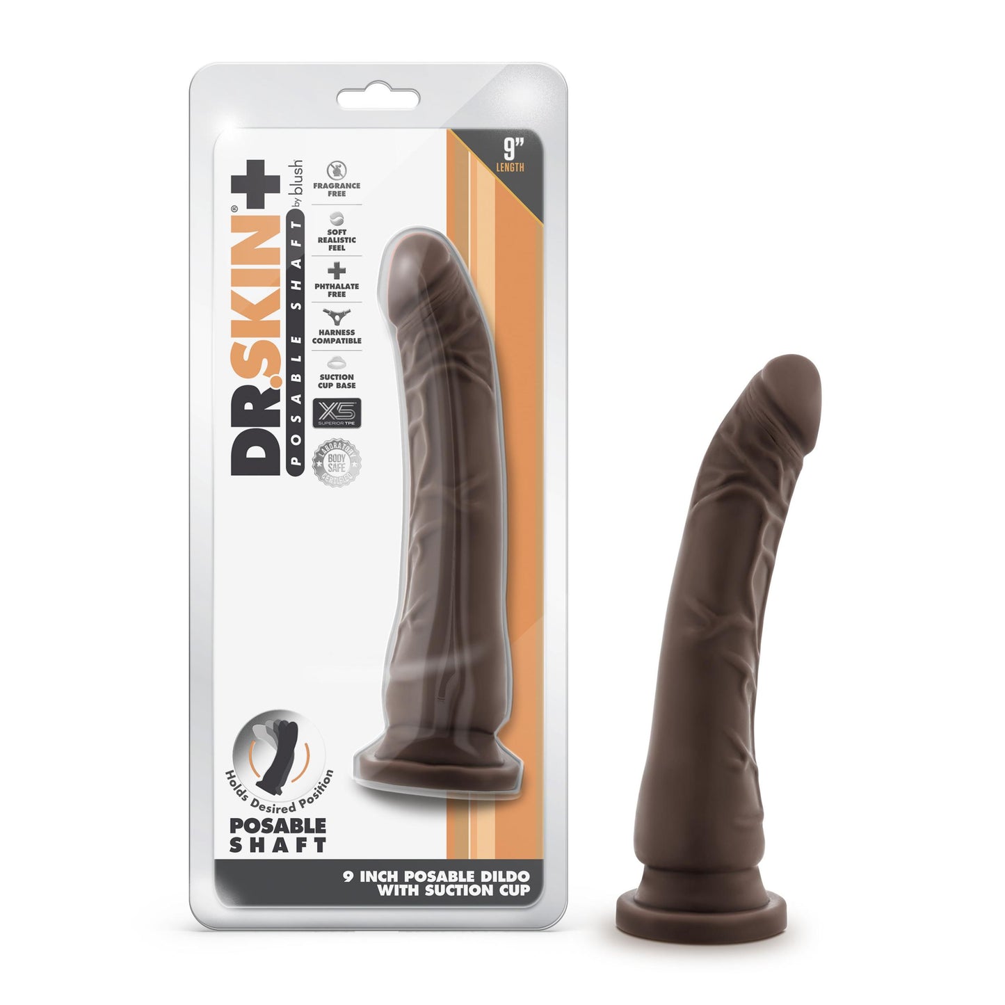 Dr. Skin Plus - 9 Inch Posable Dildo - Chocolate - Not Very Vanilla