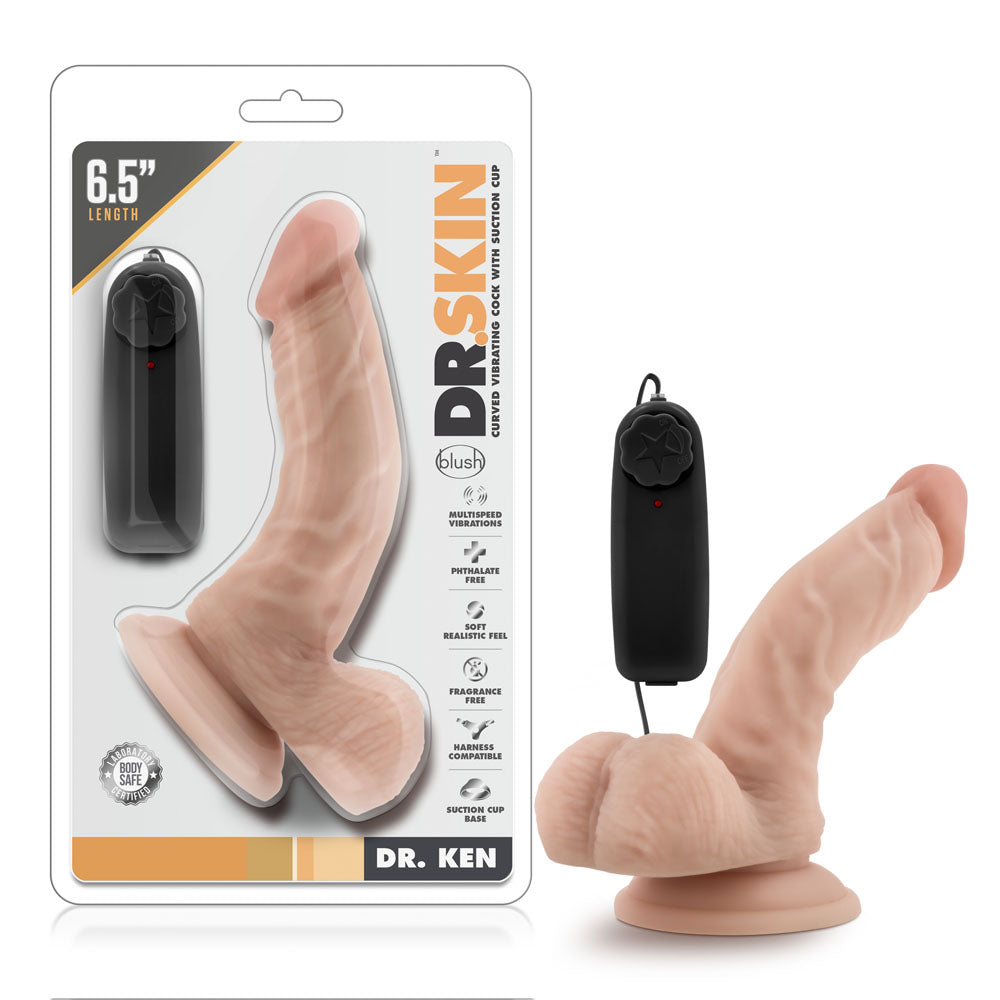 Dr. Skin - Dr. Ken - 6.5 Inch Vibrating Cock With Suction Cup - Vanilla - Not Very Vanilla