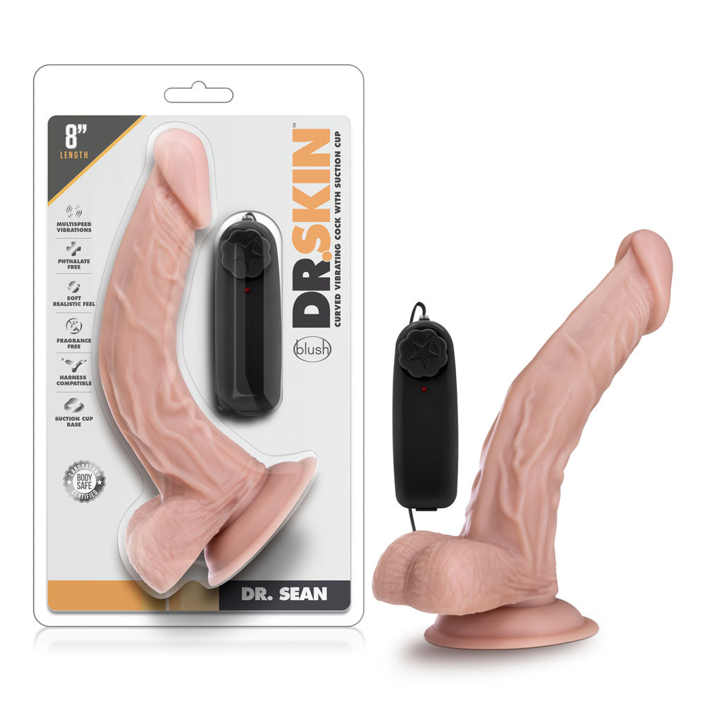 Dr. Skin - Dr. Sean - 8 Inch Vibrating Cock With Suction Cup - Vanilla - Not Very Vanilla