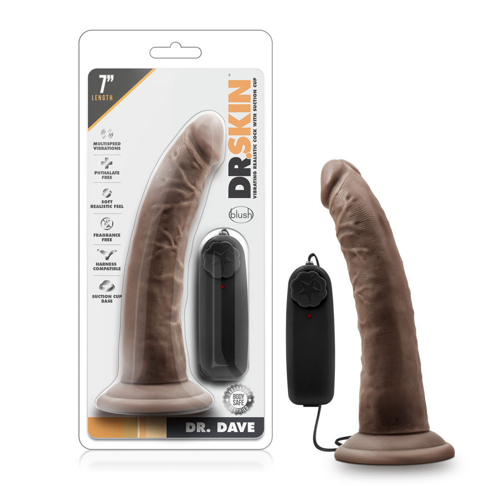 Dr. Skin - Dr. Dave - 7 Inch Vibrating Cock With Suction Cup - Chocolate - Not Very Vanilla