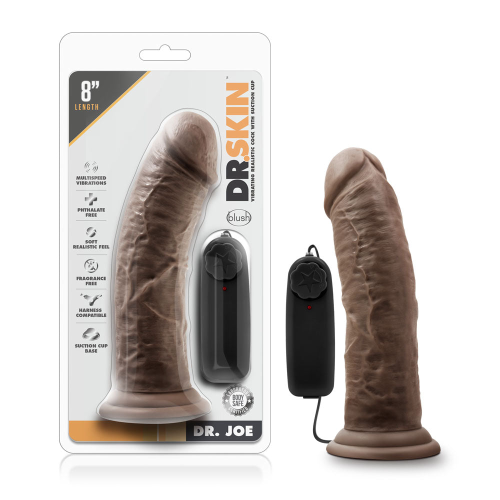 Dr. Skin - Dr. Joe - 8 Inch Vibrating Cock With Suction Cup - Chocolate - Not Very Vanilla