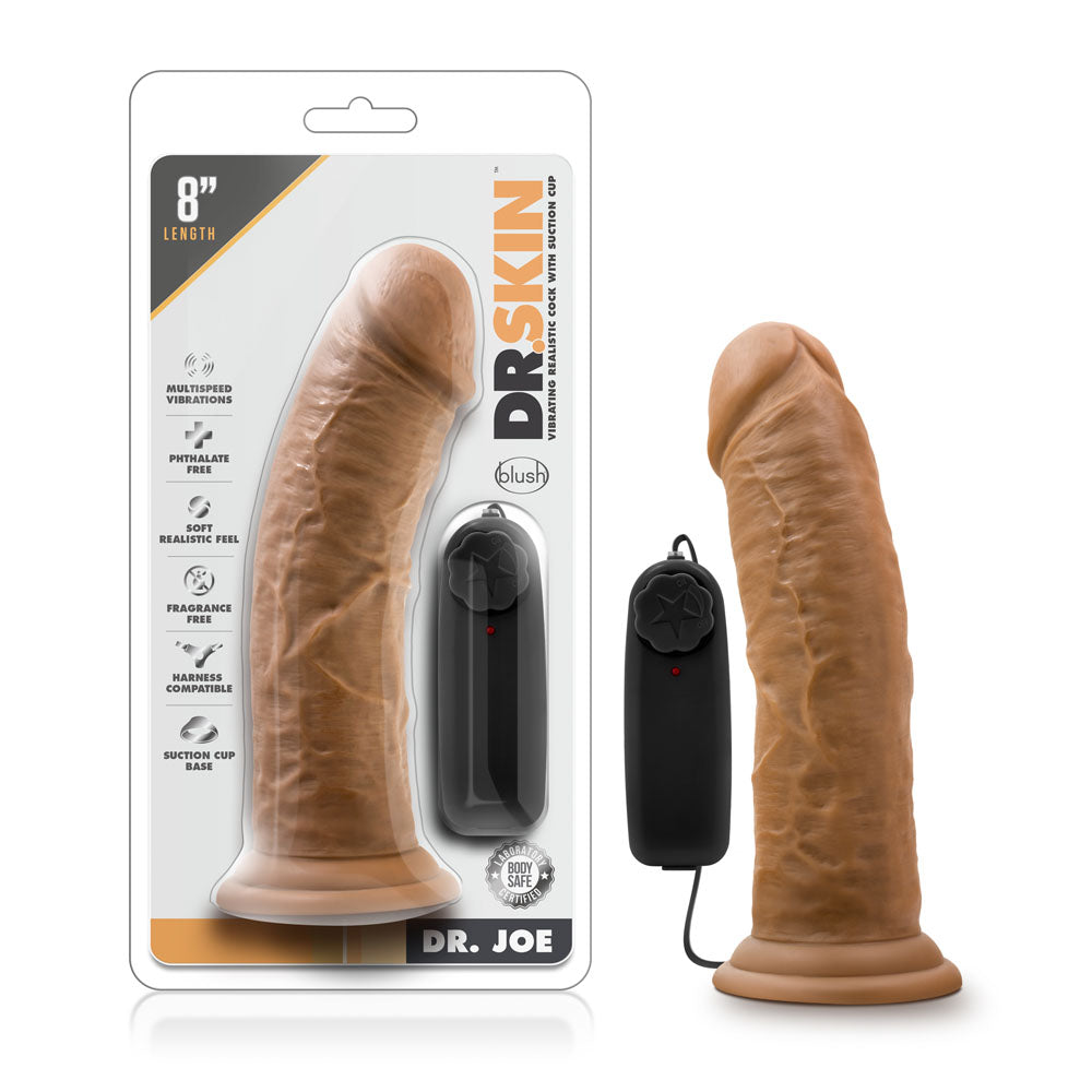 Dr. Skin - Dr. Joe - 8 Inch Vibrating Cock With Suction Cup - Mocha - Not Very Vanilla