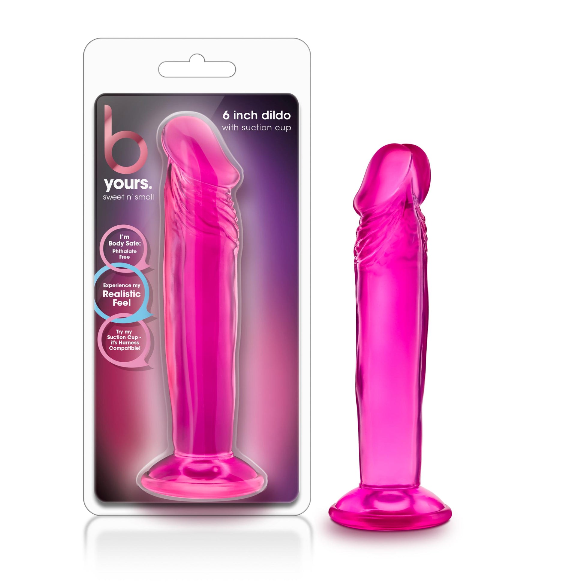 B Yours - Sweet n' Small 6 Inch Dildo With Suction Cup - Pink - Not Very Vanilla