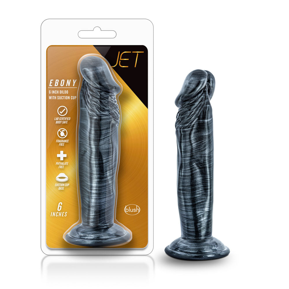 Jet - Ebony - 6 Inch Dildo - Carbon Metallic Black - Not Very Vanilla