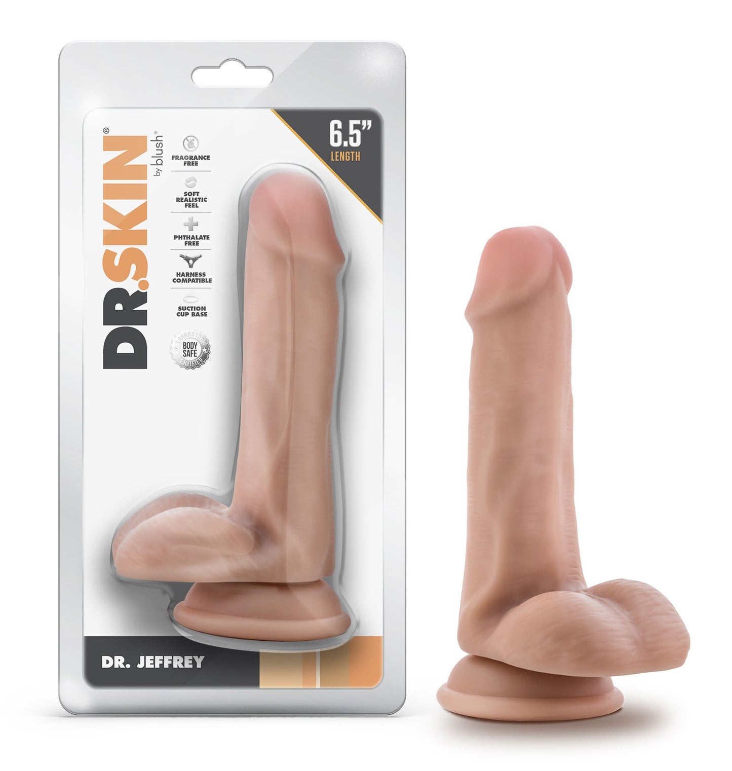 Dr. Skin - Dr. Jeffrey - 6.5 Inch Dildo With Balls - Beige - Not Very Vanilla