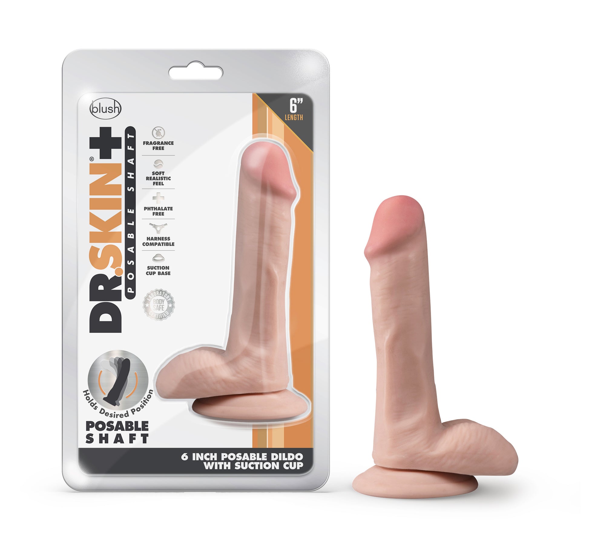 Dr. Skin Plus - 6 Inch Posable Dildo With Balls - Vanilla - Not Very Vanilla