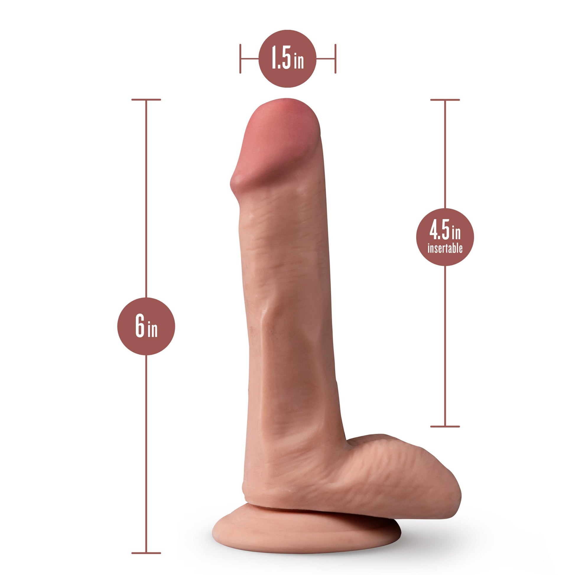 Dr. Skin Plus - 6 Inch Posable Dildo With Balls - Mocha - Not Very Vanilla