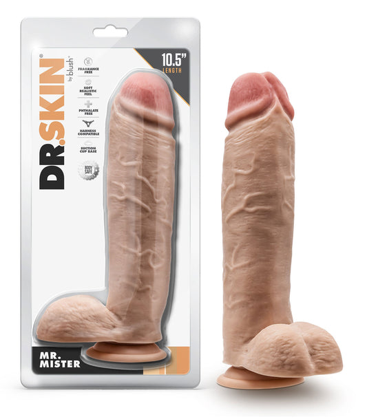 Dr. Skin - Mr. Mister - 10.5 Inch Dildo With Balls - Beige - Not Very Vanilla