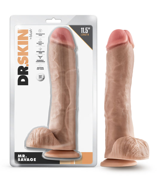 Dr. Skin - Mr. Savage - 11.5 Inch Dildo With Balls - Beige - Not Very Vanilla