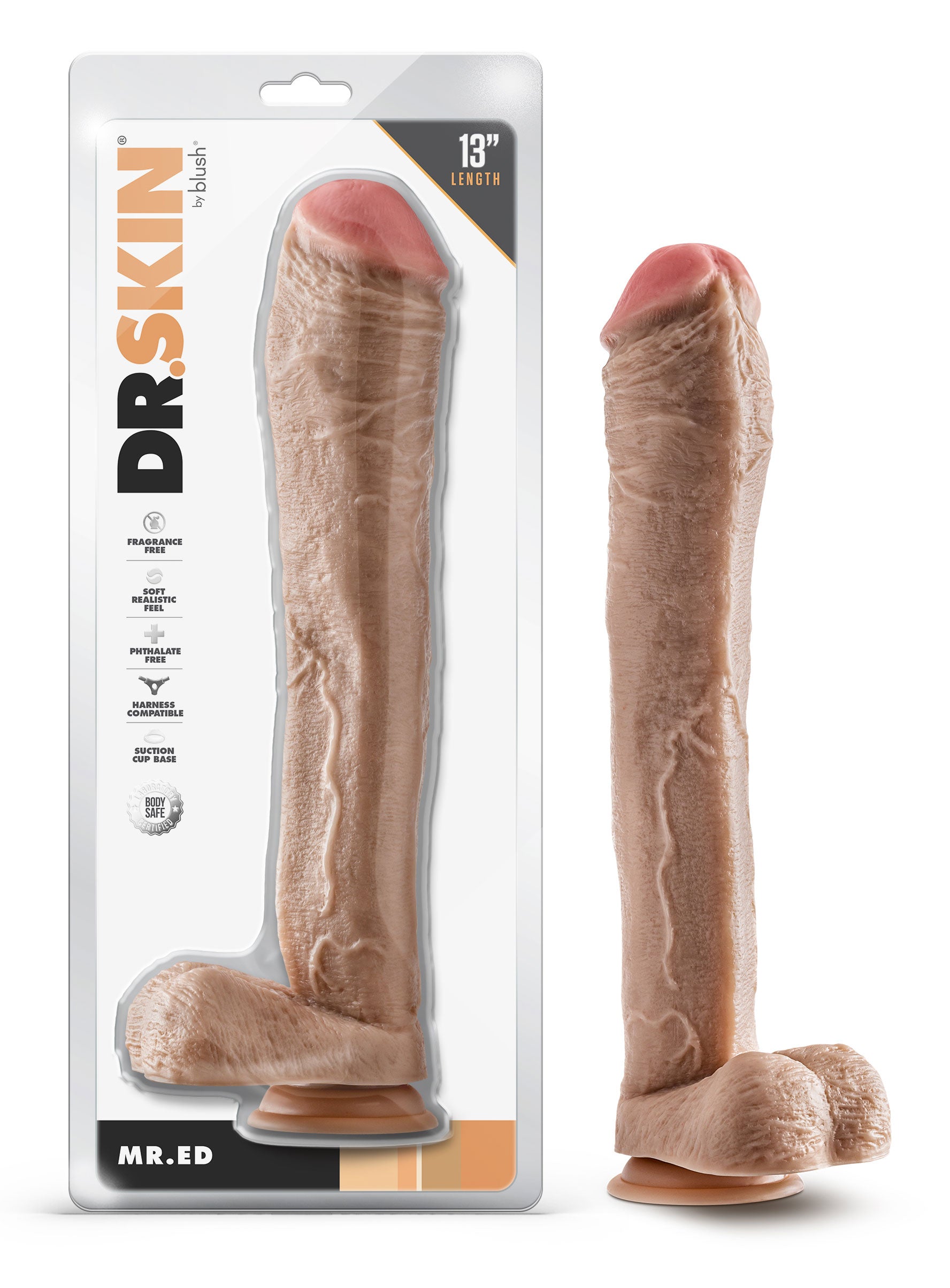 Dr. Skin - Mr. Ed - 13 Inch Dildo With Balls - Beige - Not Very Vanilla