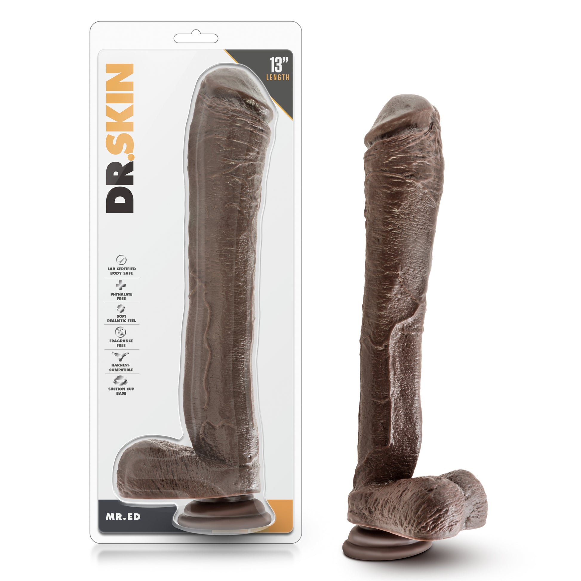 Dr. Skin Mr. Ed 13 Inch Dildo With Suction Cup - Chocolate - Not Very Vanilla