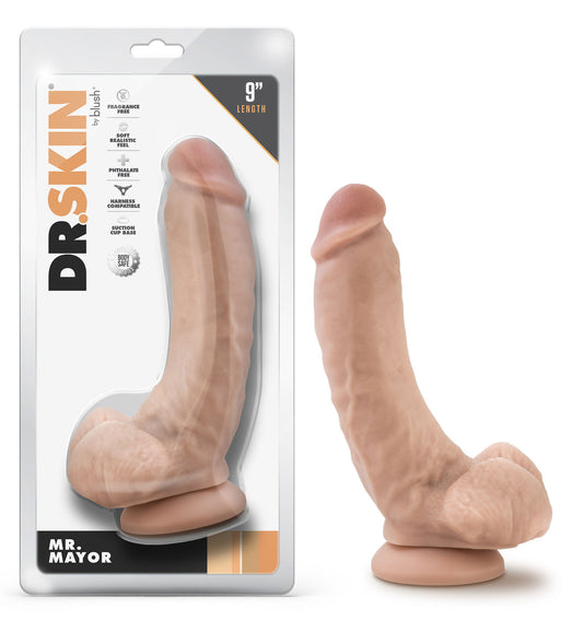 Dr. Skin - Mr. Mayor - 9 Inch Dildo With Balls - Beige - Not Very Vanilla